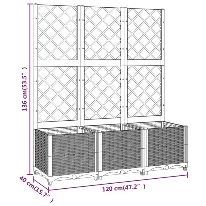 Garden Planter With Trellis Light Grey 120x40x136 Cm Pp