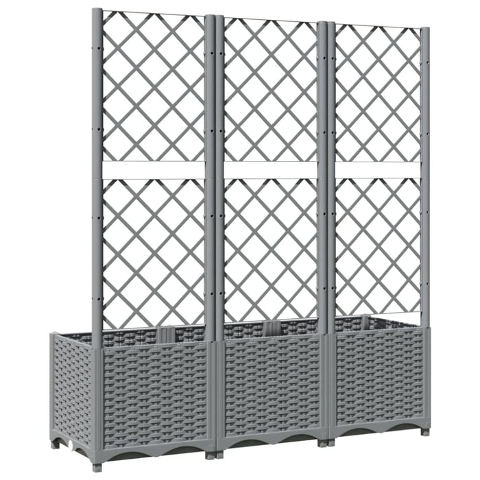 Garden Planter With Trellis Light Grey 120x40x136 Cm Pp