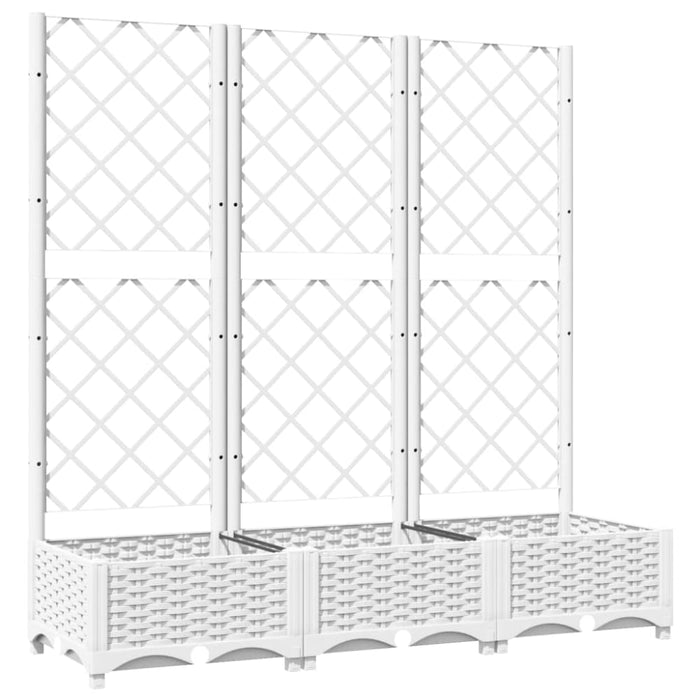 Garden Planter With Trellis White 120x40x121.5 Cm Pp Optxnt