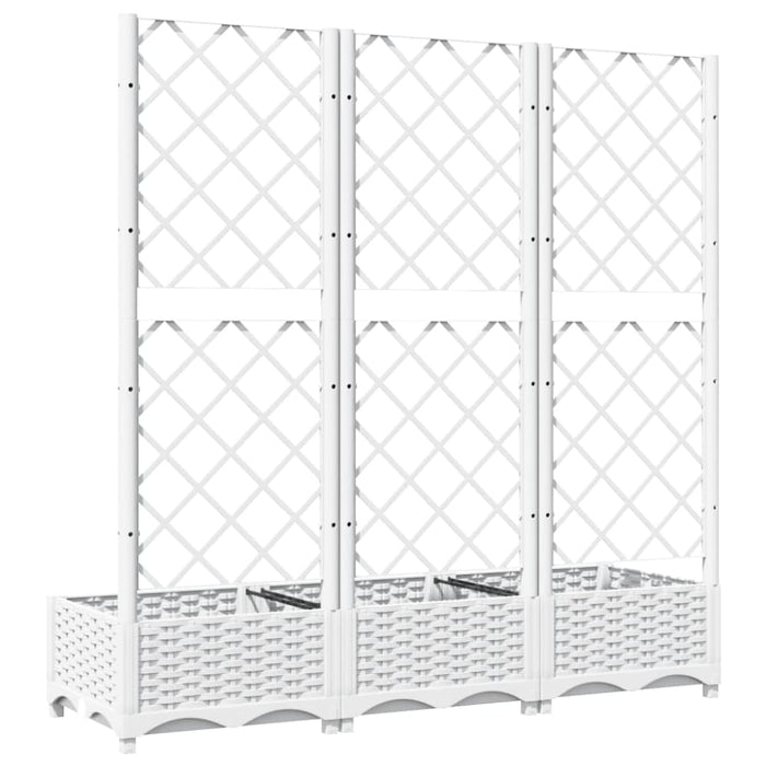 Garden Planter With Trellis White 120x40x121.5 Cm Pp Optxnt