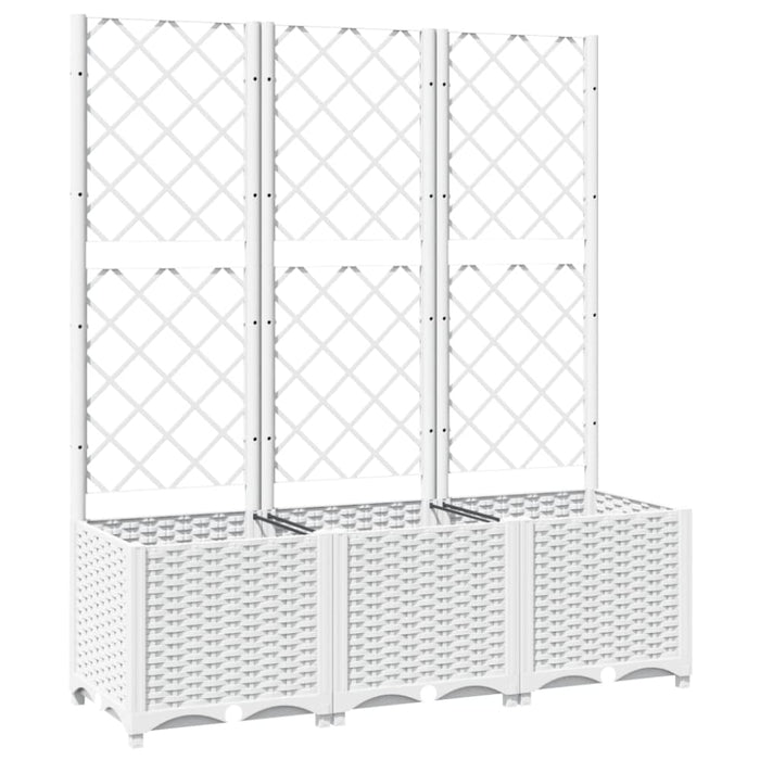 Garden Planter With Trellis White 120x40x136 Cm Pp Optxna