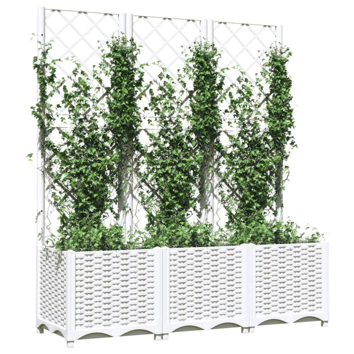 Garden Planter With Trellis White 120x40x136 Cm Pp Optxna