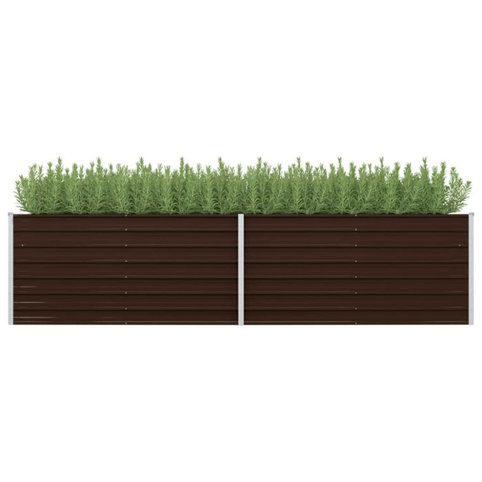 Garden Raised Bed Brown 320x80x77 Cm Galvanised Steel Apiop