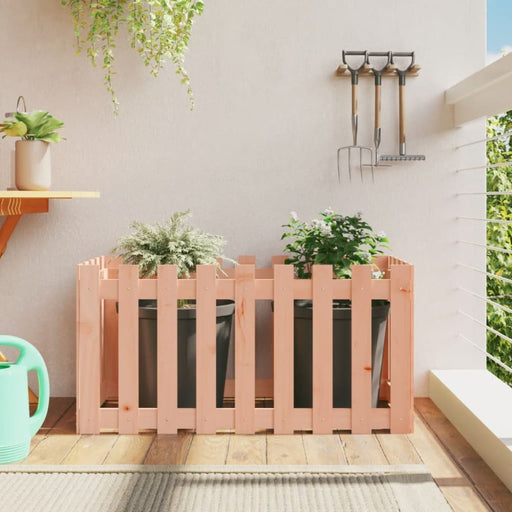 Garden Raised Bed With Fence Design 100x50x50 Cm Solid Wood