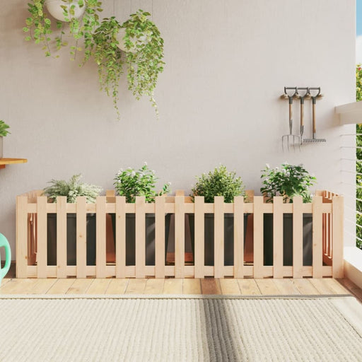 Garden Raised Bed With Fence Design 200x50x50 Cm Solid Wood