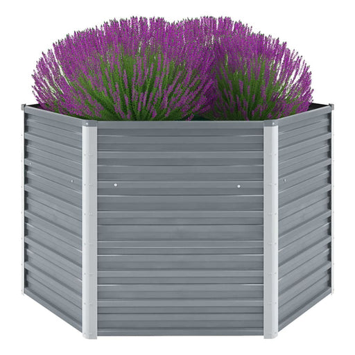 Garden Raised Bed Galvanised Steel 129x129x77 Cm Grey Aanpl