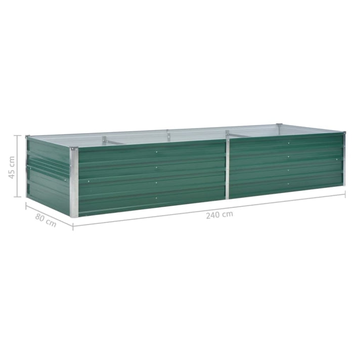 Garden Raised Bed Galvanised Steel 240x80x45 Cm Green Aanat