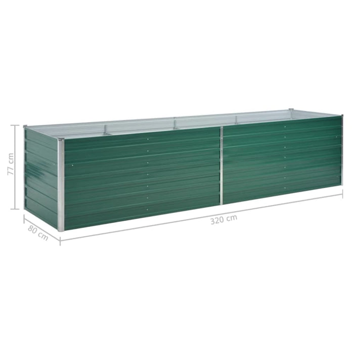 Garden Raised Bed Galvanised Steel 320x80x77 Cm Green Aanap