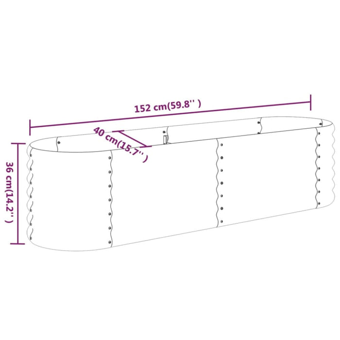 Garden Raised Bed Powder - coated Steel 152x40x36 Cm