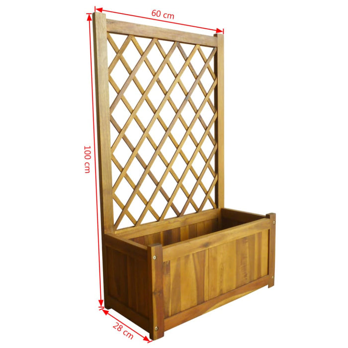 Garden Raised Bed With Trellis Solid Acacia Wood Atikl