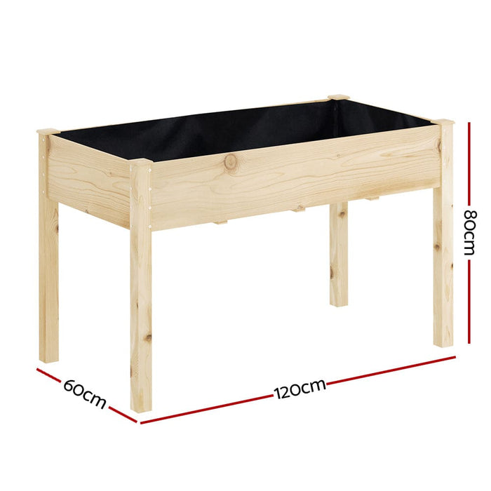 Garden Bed Raised Wooden Planter Box Vegetables 120x60x80cm