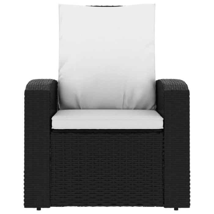 Garden Reclining Chair With Cushions Black Poly Rattan