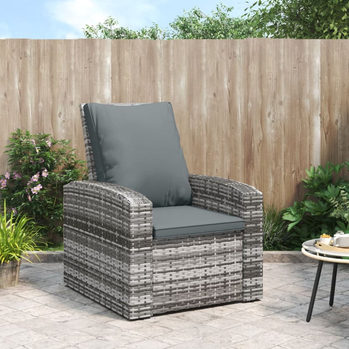 Garden Reclining Chair With Cushions Grey Poly Rattan Tlaoba