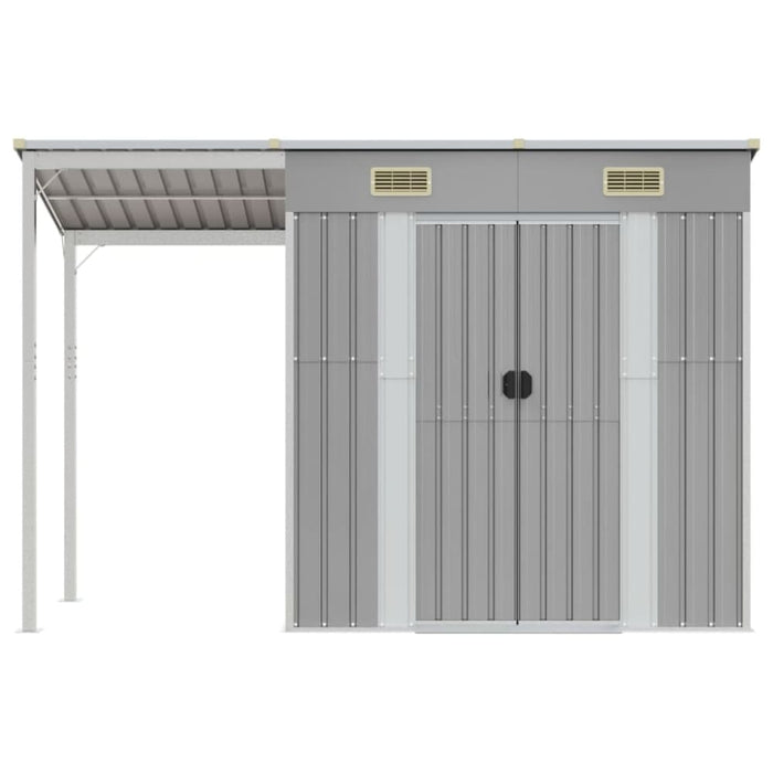 Garden Shed With Extended Roof Light Grey 277x110.5x181 Cm