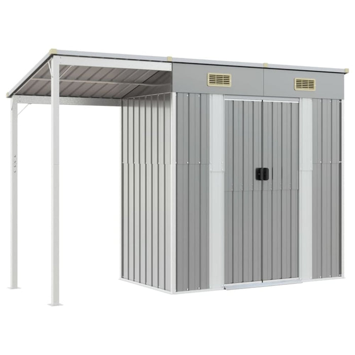 Garden Shed With Extended Roof Light Grey 277x110.5x181 Cm