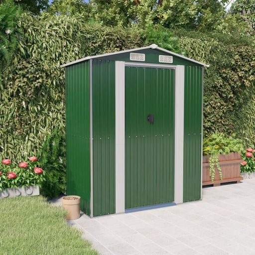 Garden Shed Green 192x108x223 Cm Galvanised Steel Tokxli