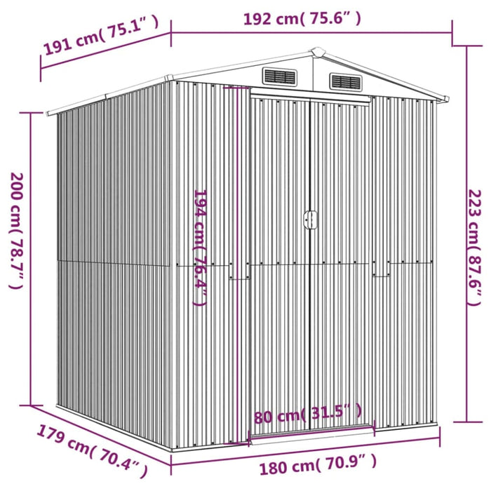 Garden Shed Green 192x191x223 Cm Galvanised Steel Toaiaxi