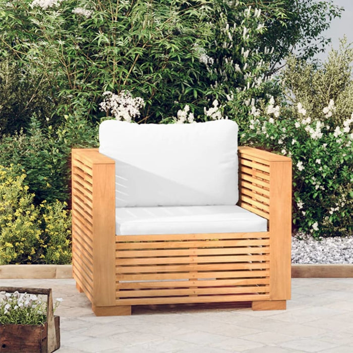 Garden Sofa Chair With Cream Cushions Solid Wood Teak Tokoli