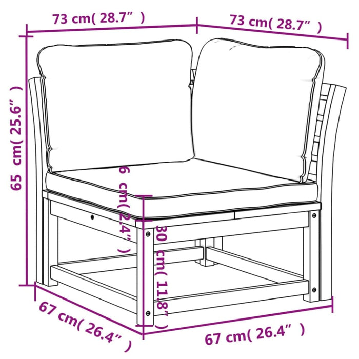 Garden Sofa Corner With Cushions 73x73x65 Cm Solid Wood