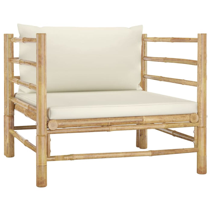 Garden Sofa With Cream White Cushions Bamboo Totoan