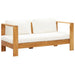 Garden Sofa With Cushion 140 Cm Solid Acacia Wood Cream