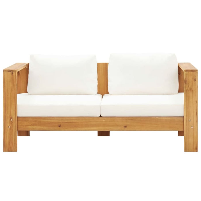 Garden Sofa With Cushion 140 Cm Solid Acacia Wood Cream