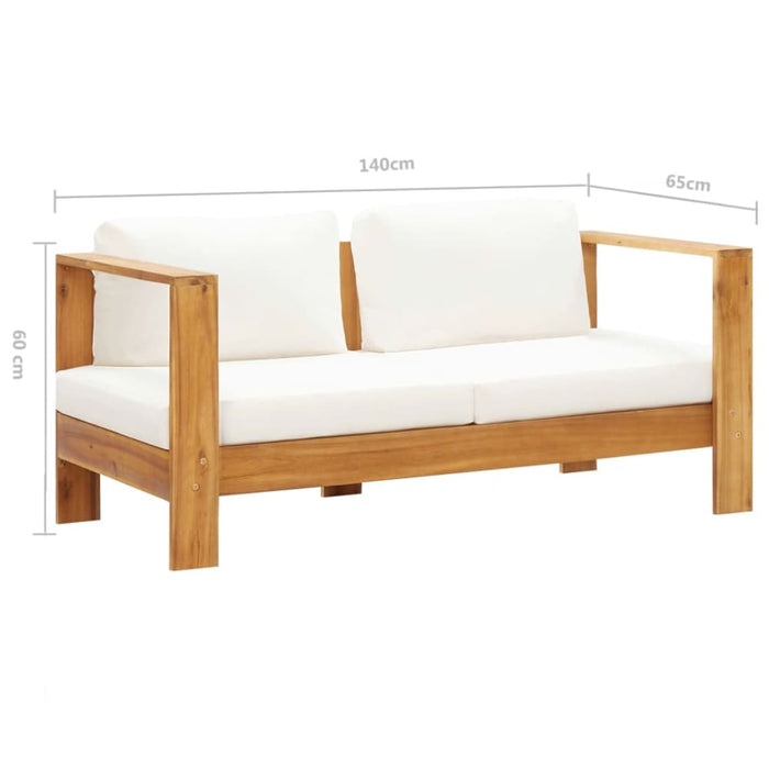 Garden Sofa With Cushion 140 Cm Solid Acacia Wood Cream