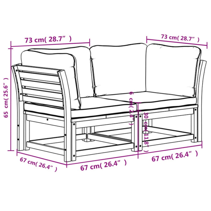 Garden Sofa With Cushions 2-seater Solid Wood Acacia Txoatot