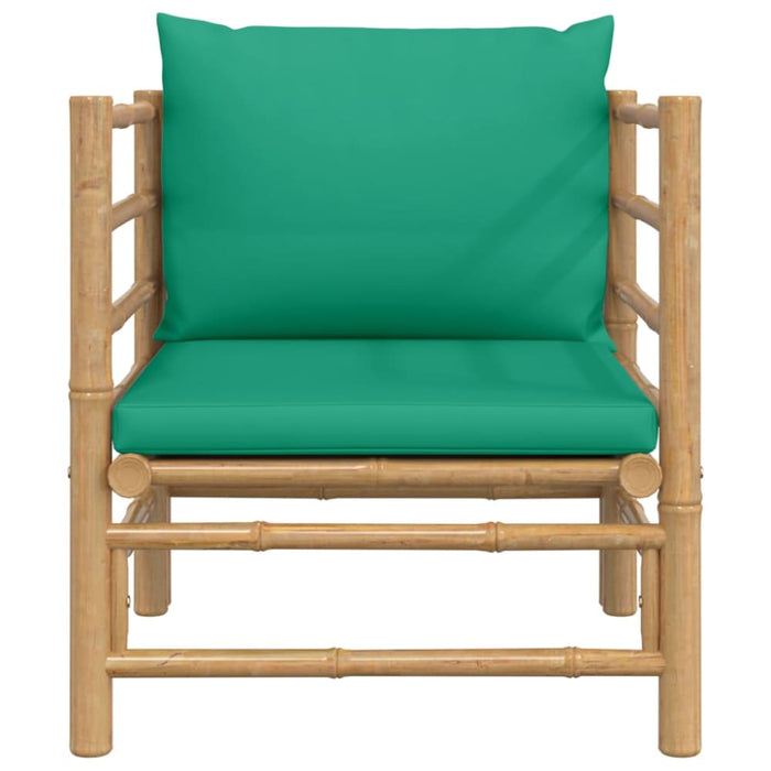 Garden Sofa With Green Cushions Bamboo Tlxxkl