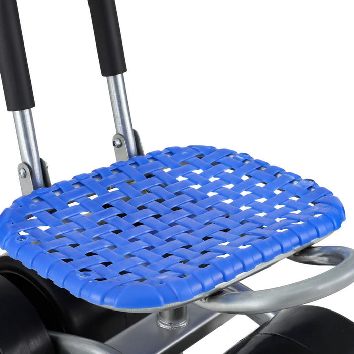 Garden Stool Foldable With Wheels Blue