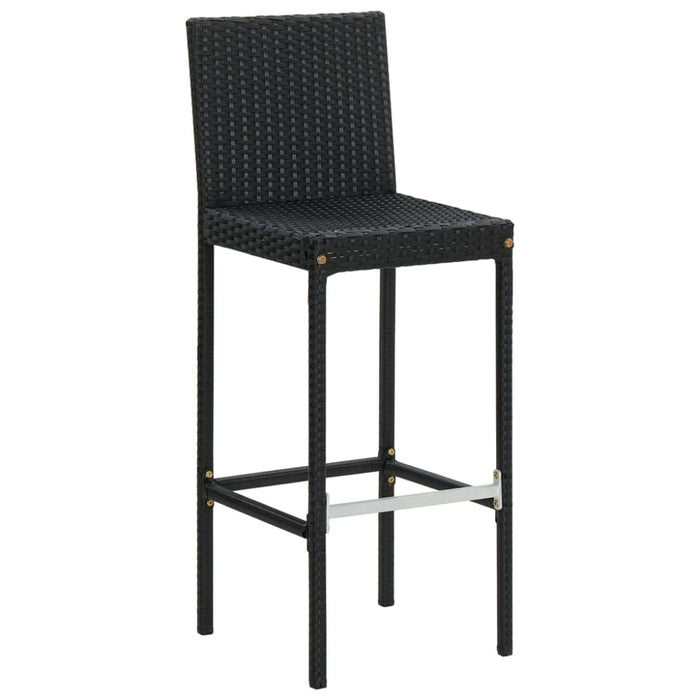 Garden Bar Stools With Cushions 2 Pcs Black Poly Rattan