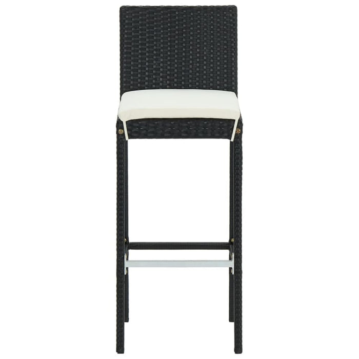 Garden Bar Stools With Cushions 2 Pcs Black Poly Rattan