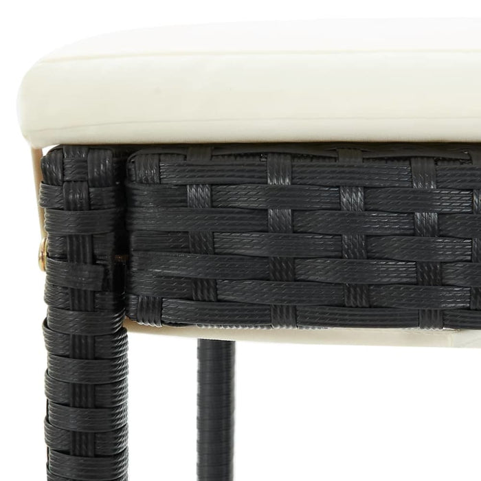 Garden Bar Stools With Cushions 2 Pcs Black Poly Rattan