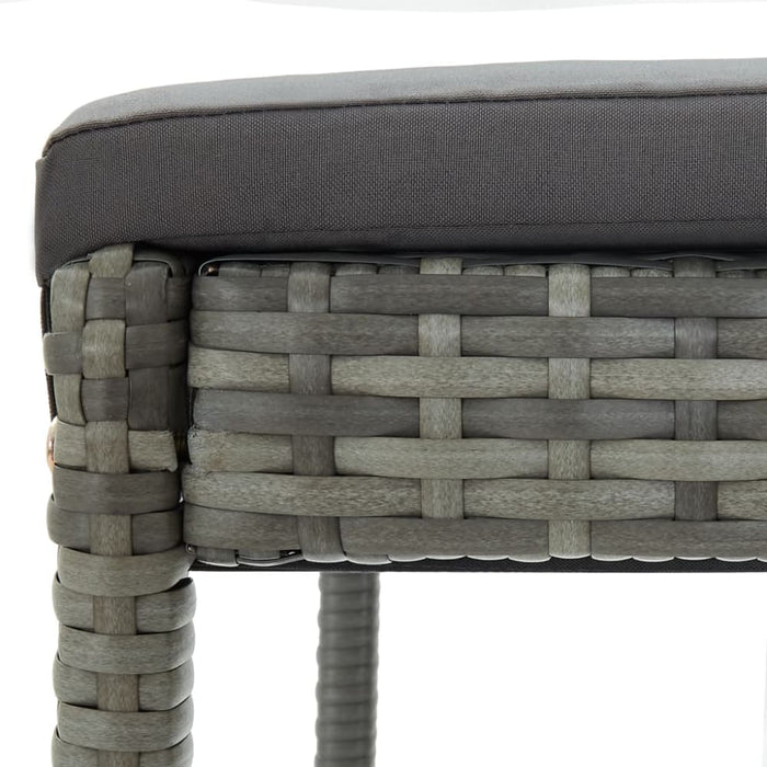 Garden Bar Stools With Cushions 2 Pcs Grey Poly Rattan