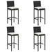 Garden Bar Stools With Cushions 4 Pcs Black Poly Rattan