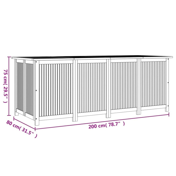 Garden Storage Box 200x80x75 Cm Solid Wood Acacia Tokibk