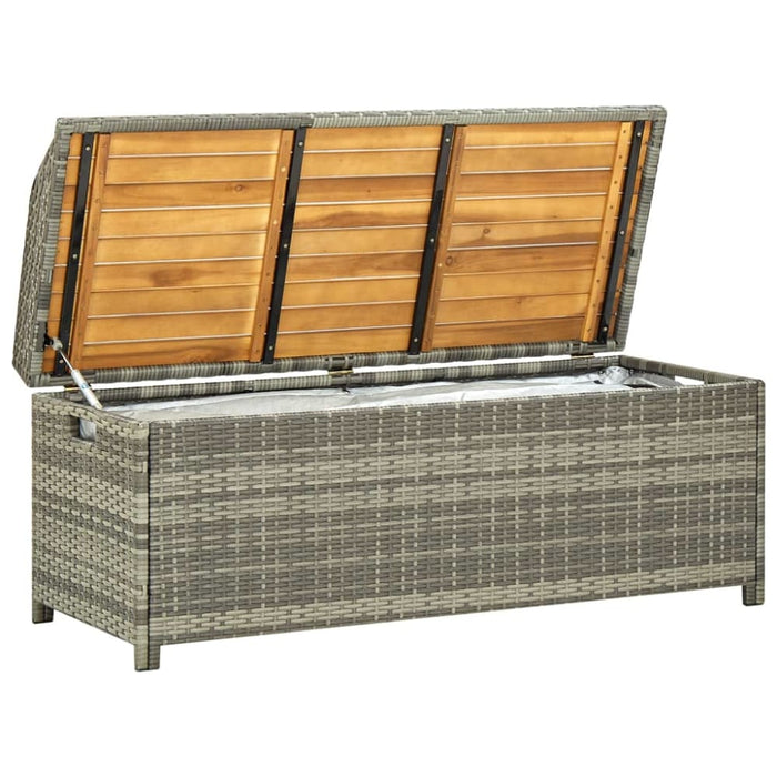 Garden Storage Bench 120 Cm Poly Rattan Grey Alano