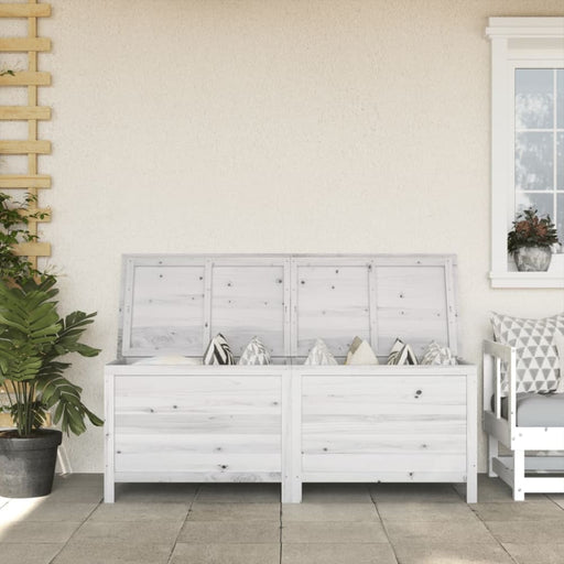 Garden Storage Box White 150x50x56.5 Cm Solid Wood Fir