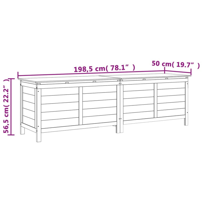 Garden Storage Box White 198.5x50x56.5 Cm Solid Wood Fir