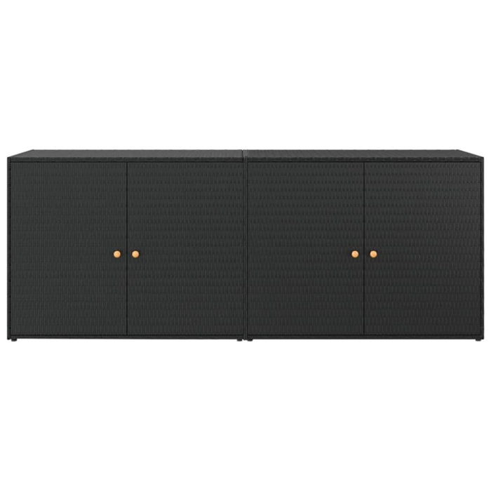 Garden Storage Cabinet Black 198x55.5x80 Cm Poly Rattan