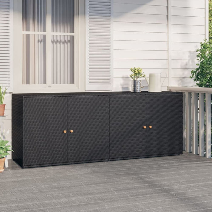 Garden Storage Cabinet Black 198x55.5x80 Cm Poly Rattan