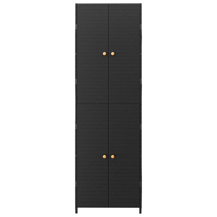 Garden Storage Cabinet Black 59x40x180 Cm Poly Rattan Toknix