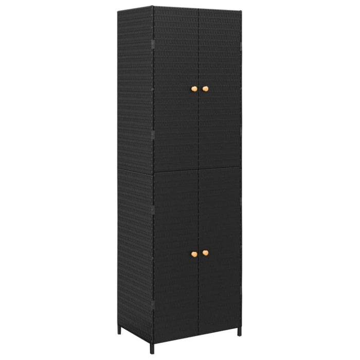 Garden Storage Cabinet Black 59x40x180 Cm Poly Rattan Toknix