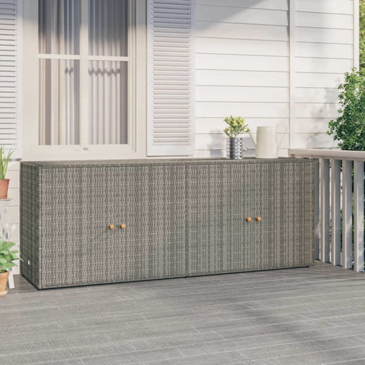 Garden Storage Cabinet Grey 198x55.5x80 Cm Poly Rattan