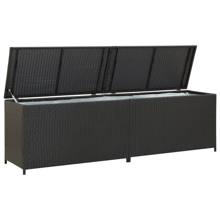 Garden Storage Box Poly Rattan 200x50x60 Cm Black Alaia