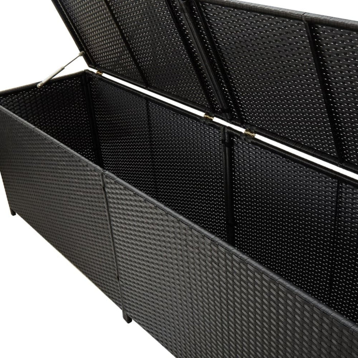 Garden Storage Box Poly Rattan 200x50x60 Cm Black Alaia