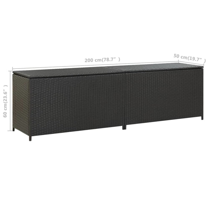 Garden Storage Box Poly Rattan 200x50x60 Cm Black Alaia