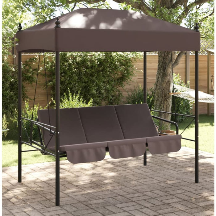 Garden Swing Bench With Canopy Coffee Brown steel Abbnkbb