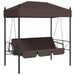 Garden Swing Bench With Canopy Coffee Brown steel Abbnkbb