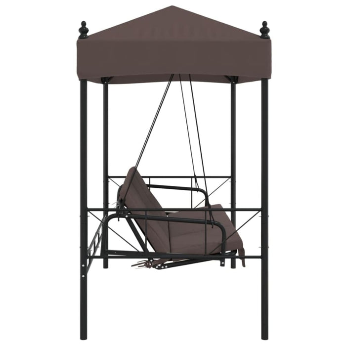 Garden Swing Bench With Canopy Coffee Brown steel Abbnkbb